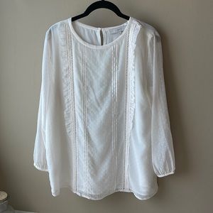 Loft ivory swiss dot blouse